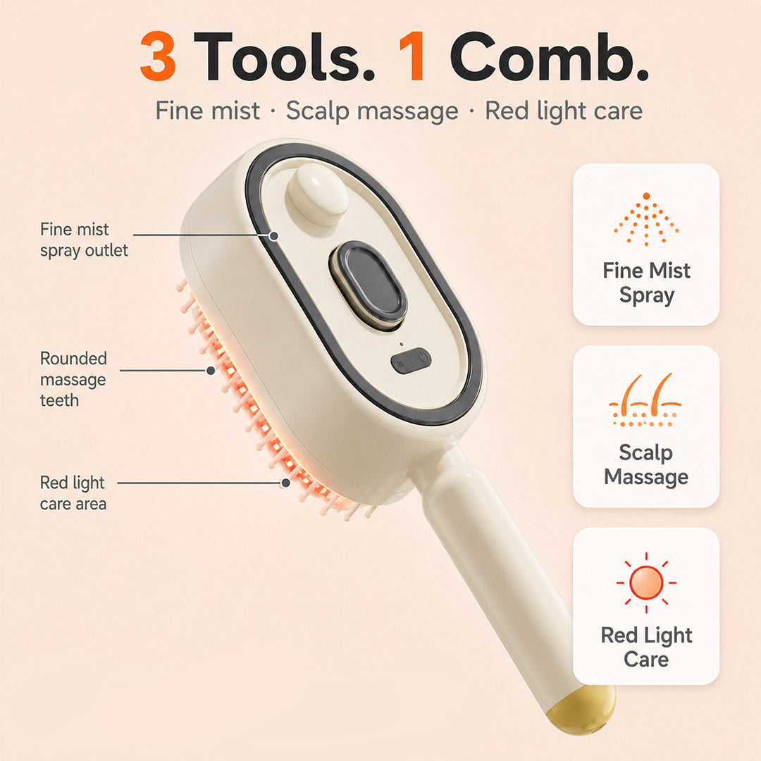 3-in-1 Electric Mist Detangling Brush