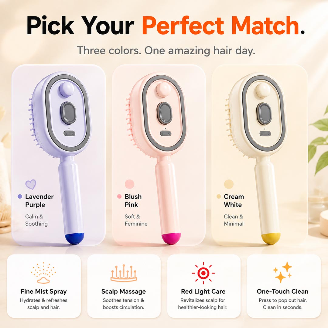 3-in-1 Electric Mist Detangling Brush