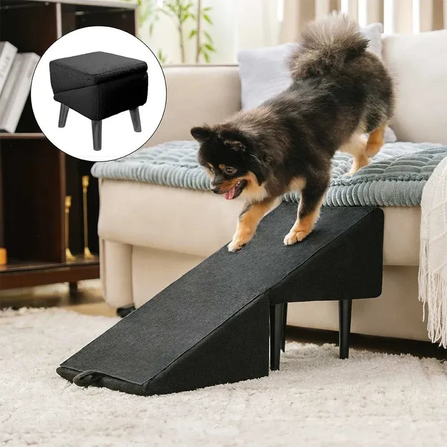 2-in-1 Convertible Wooden Home Step Stool Dog Ramp Stairs for Bed
