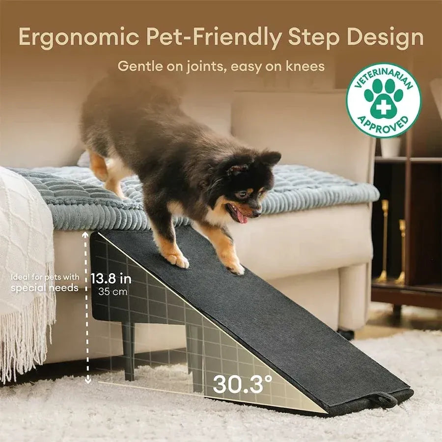 2-in-1 Convertible Wooden Home Step Stool Dog Ramp Stairs for Bed